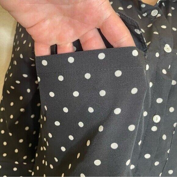 Kut from the Cloth black/white polka dot full button up chest pockets SZ M - Picture 8 of 12